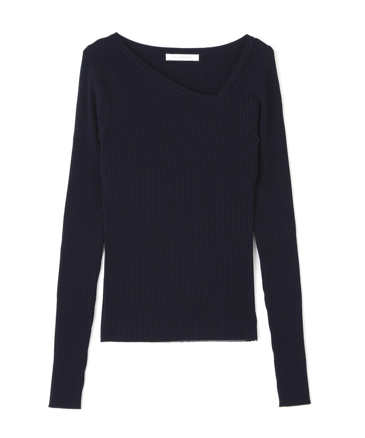 アシンメトリーネックニットプルオーバー