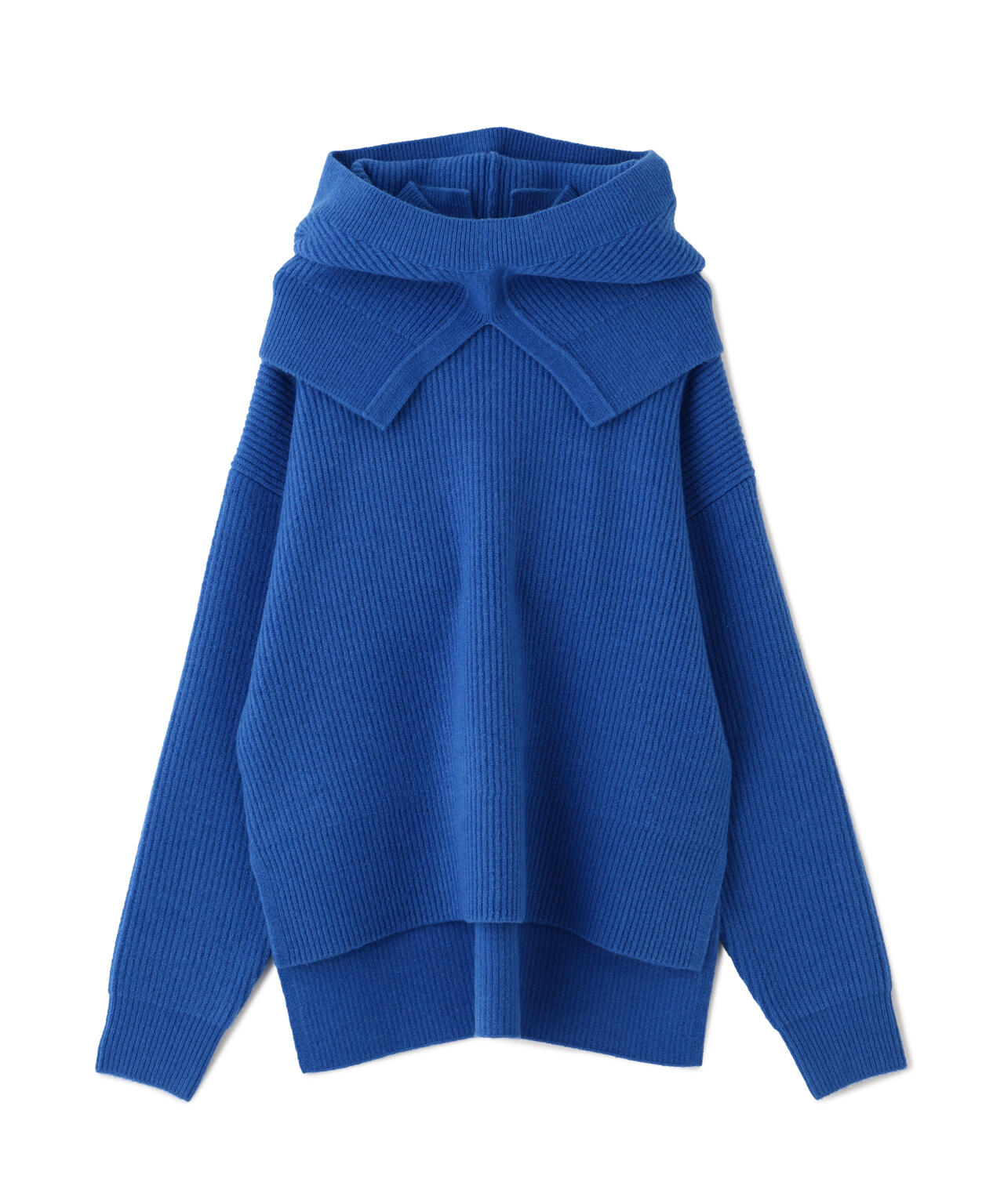 フードスヌード付きニットプルオーバー