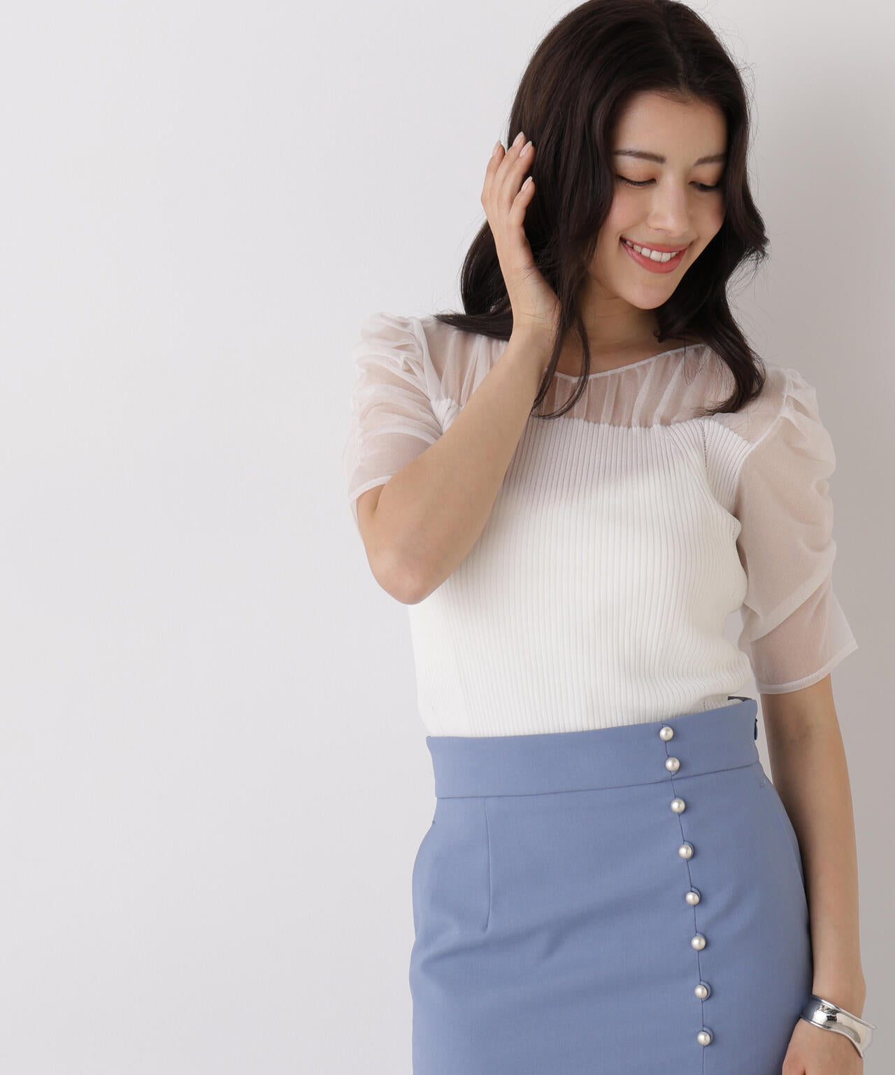 ラメニットシアーコンビプルオーバー