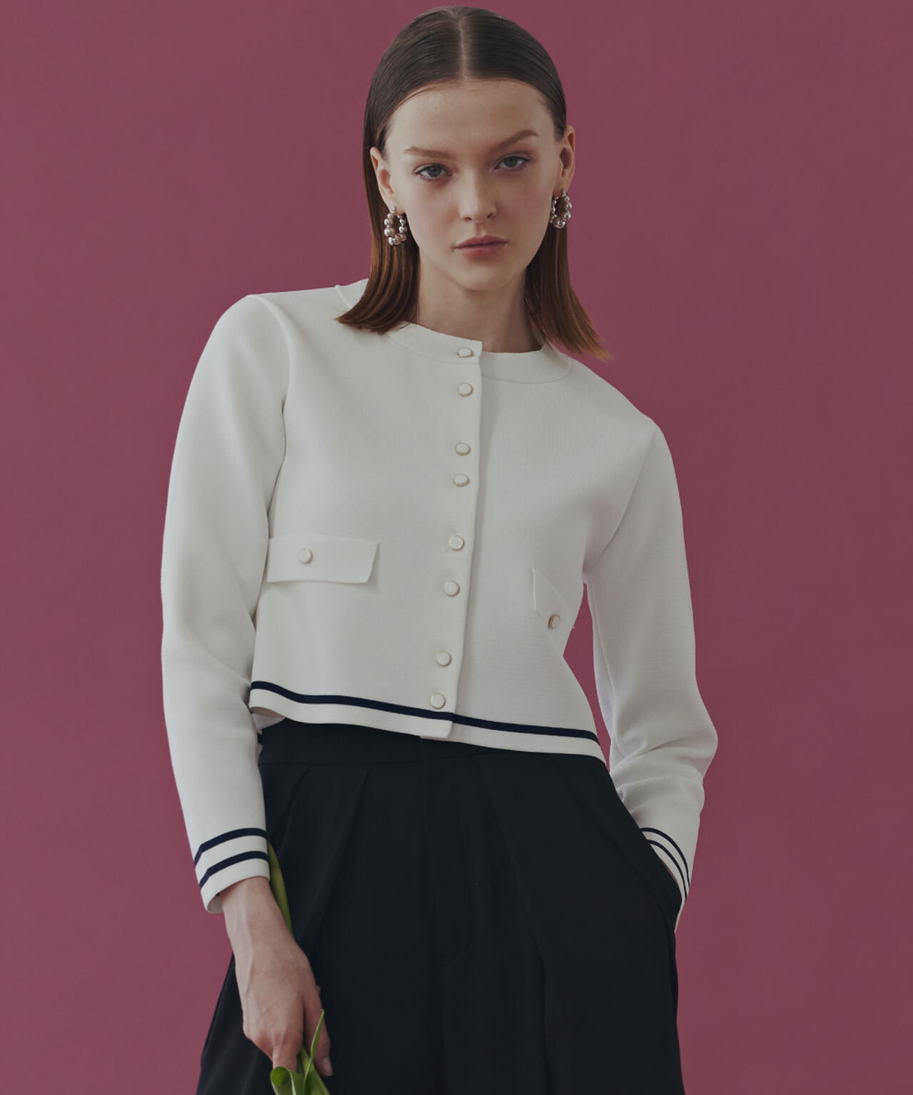 ミラノリブマリンニットジャケット