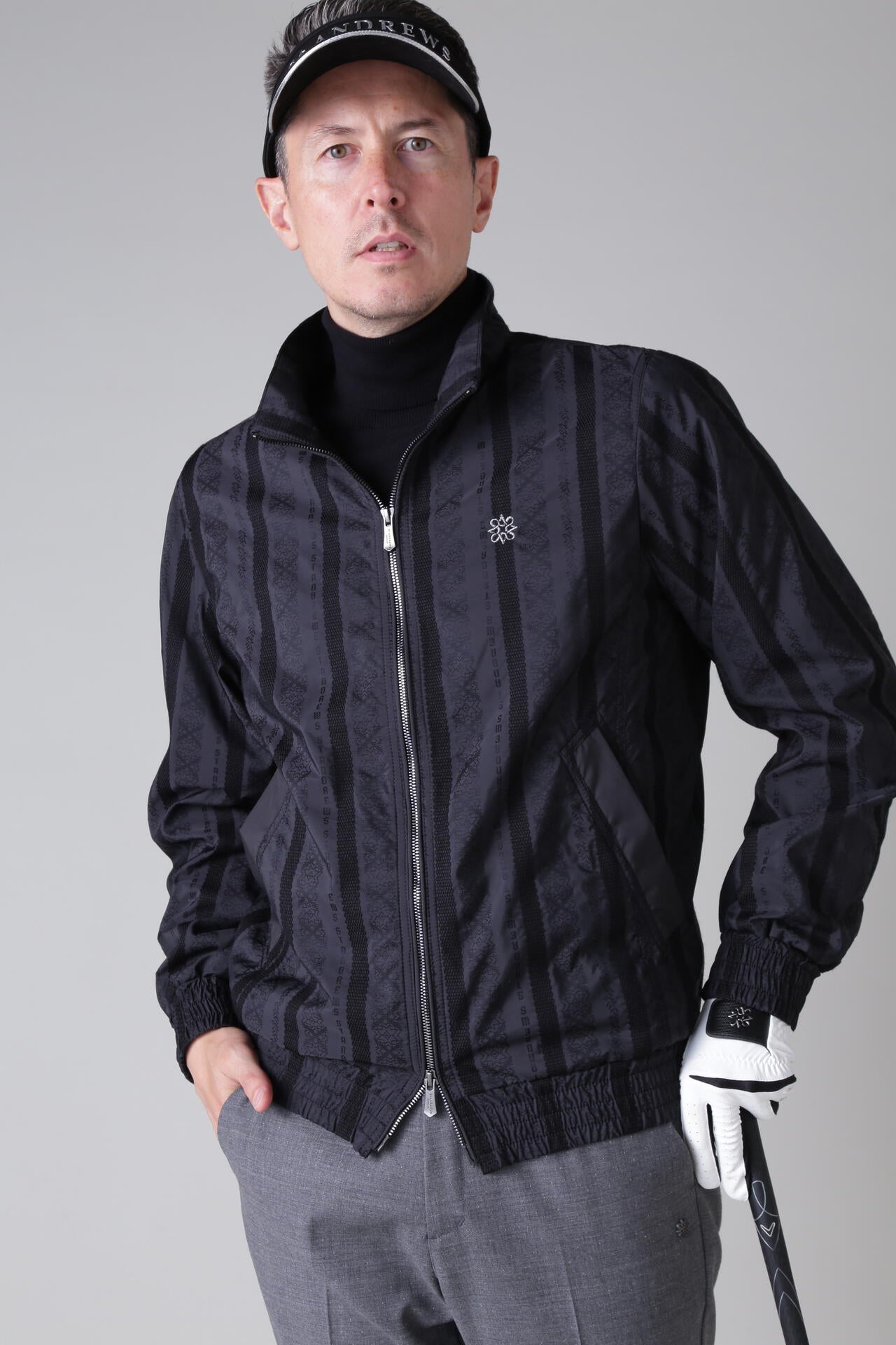 マルチストライプジャガード スタンドジップブルゾン (MENS)