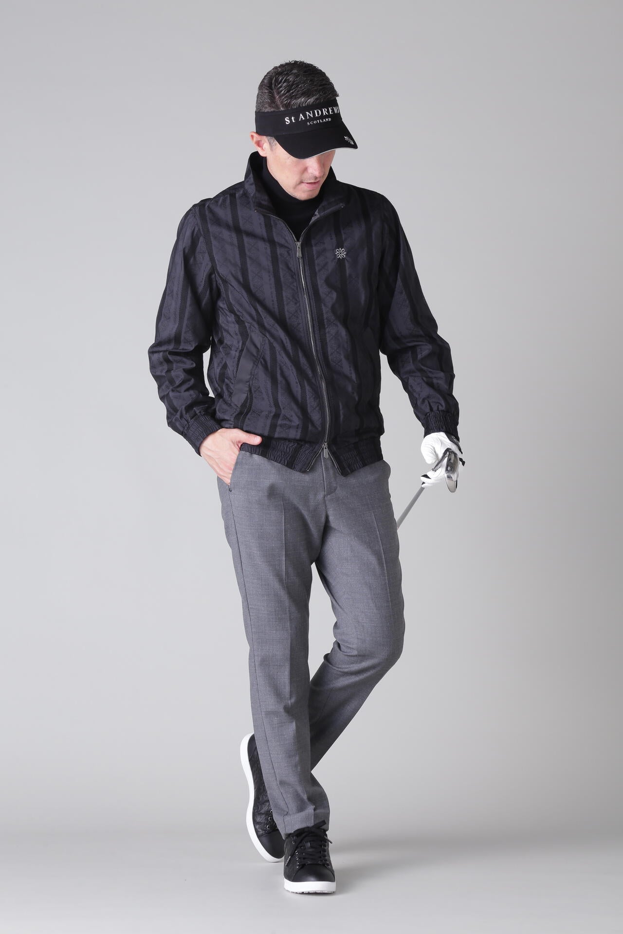マルチストライプジャガード スタンドジップブルゾン (MENS)