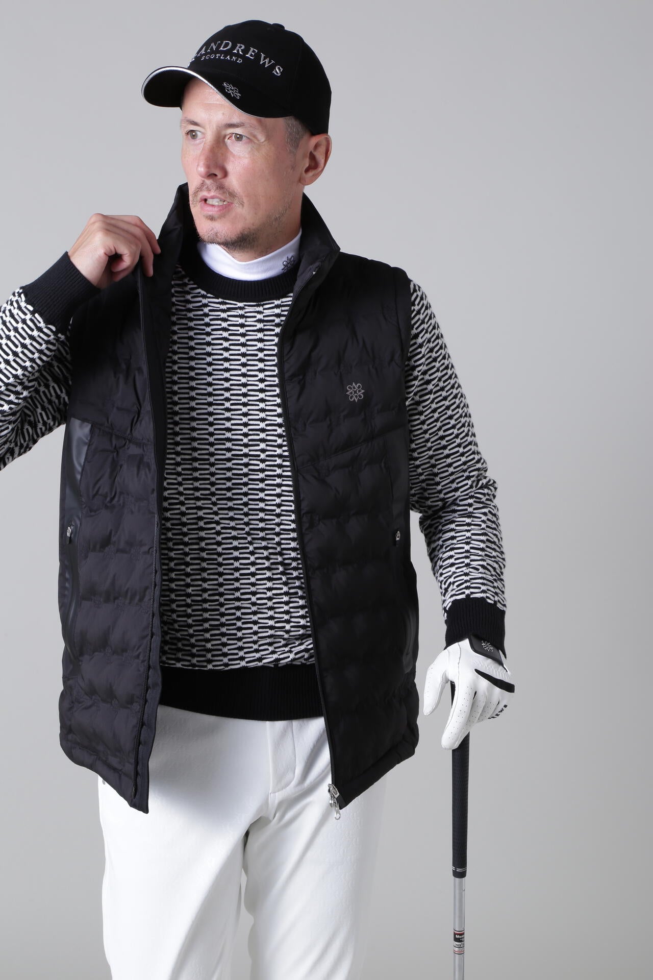 袖取り外し可能 ケルトジャガード中綿ブルゾン (MENS) | St ANDREWS