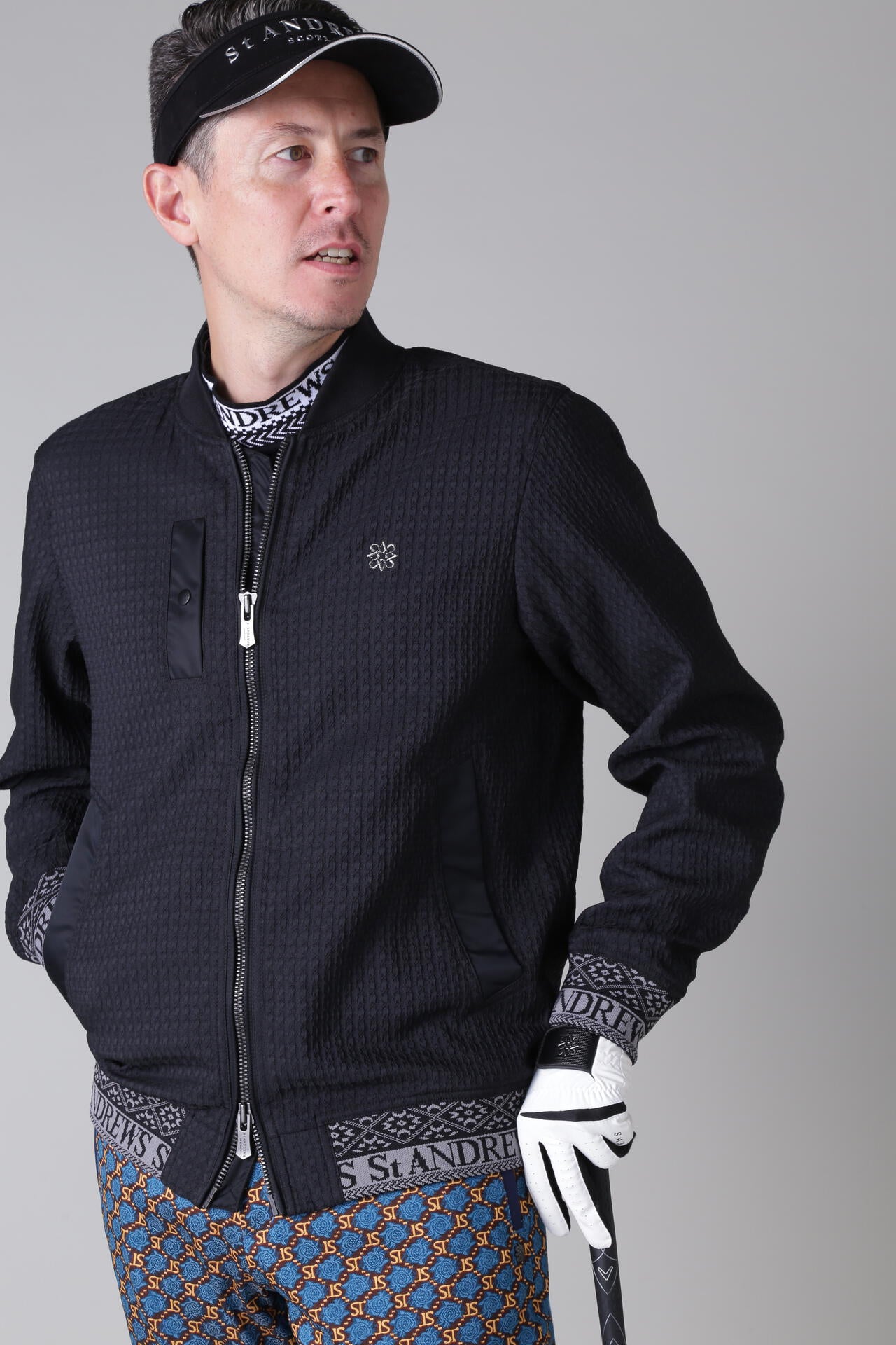 小紋千鳥ふくれジャガード ブルゾン (MENS)