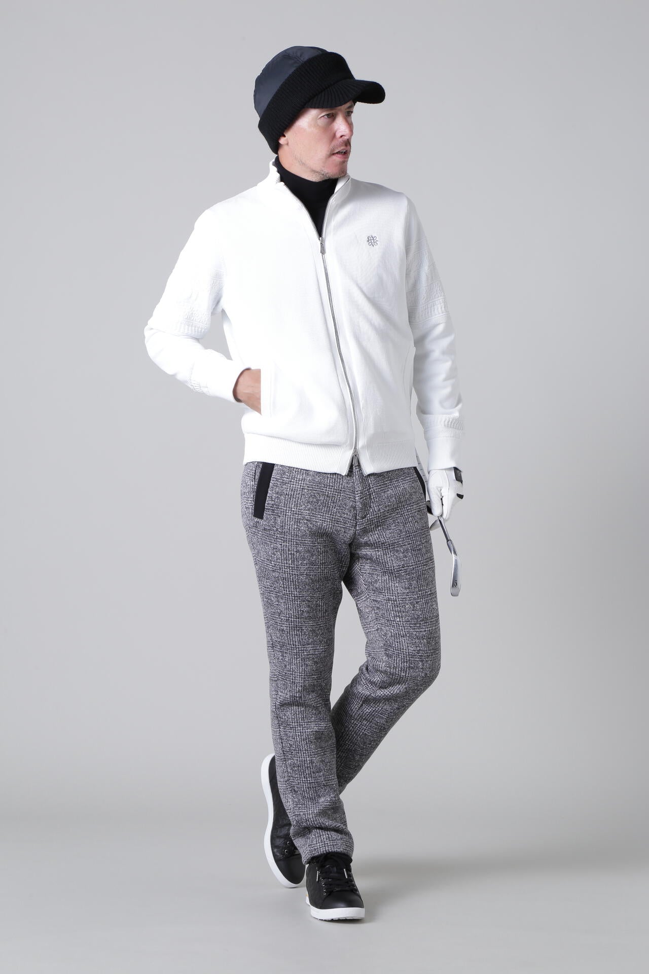 ツイード風裏起毛中綿キルトパンツ (MENS)