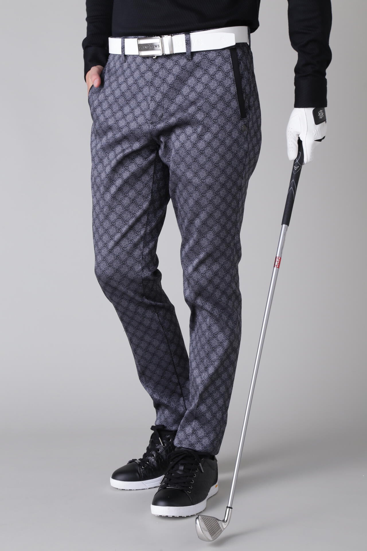 未使用級 St. ANDREWS ストレッチ パンツ ゴルフ ロゴ刺繍 未使用級 St