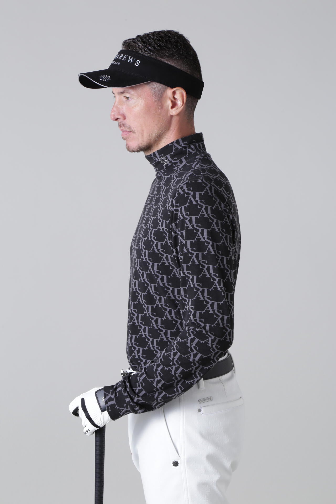 STAモノグラムプリント長袖ハイネックカットソー (MENS)