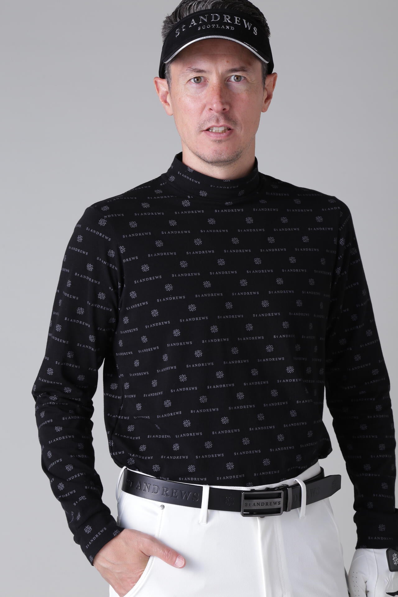 ベア天竺ケルトロゴプリント長袖ハイネックカットソー (MENS)
