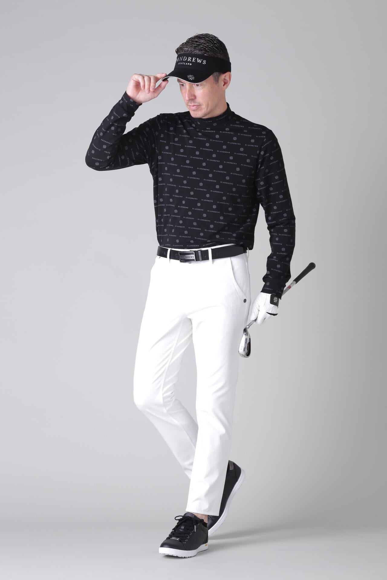 ベア天竺ケルトロゴプリント長袖ハイネックカットソー (MENS)
