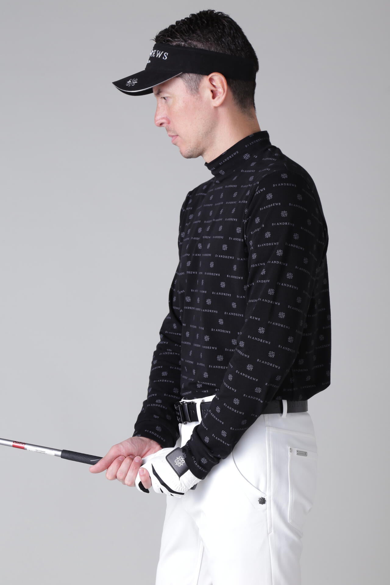 ベア天竺ケルトロゴプリント長袖ハイネックカットソー (MENS)