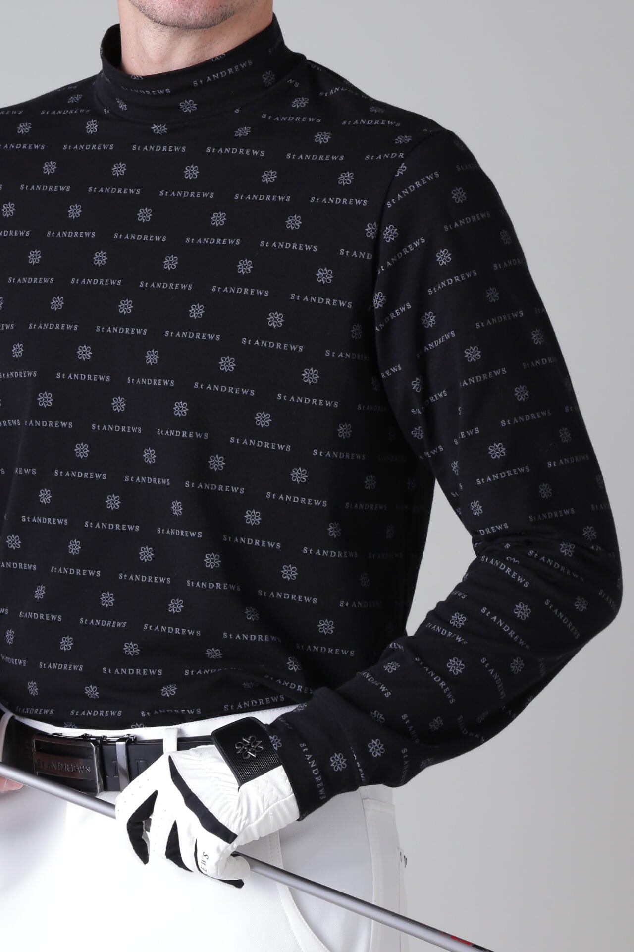 ベア天竺ケルトロゴプリント長袖ハイネックカットソー (MENS)