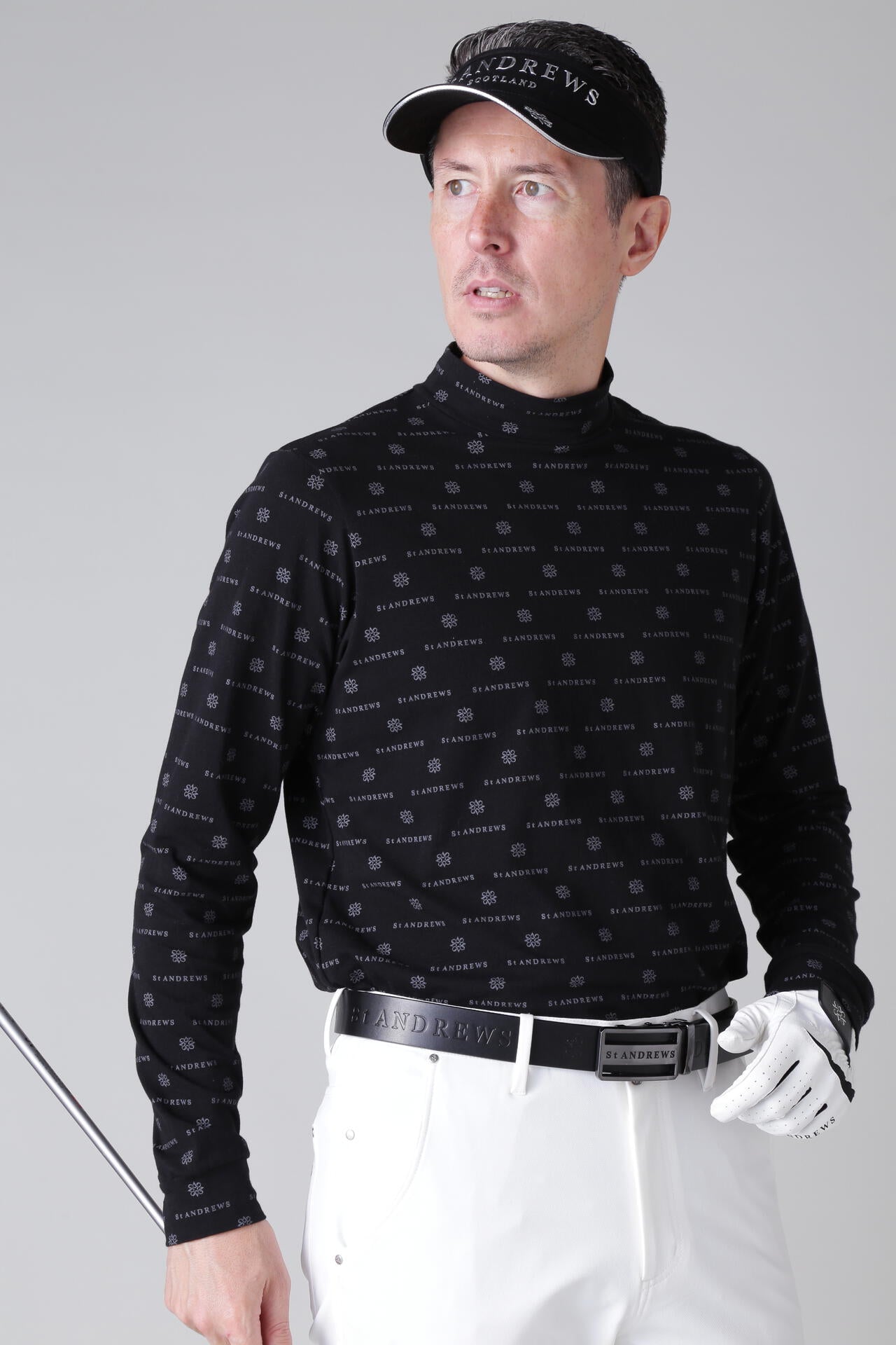 ベア天竺ケルトロゴプリント長袖ハイネックカットソー (MENS)