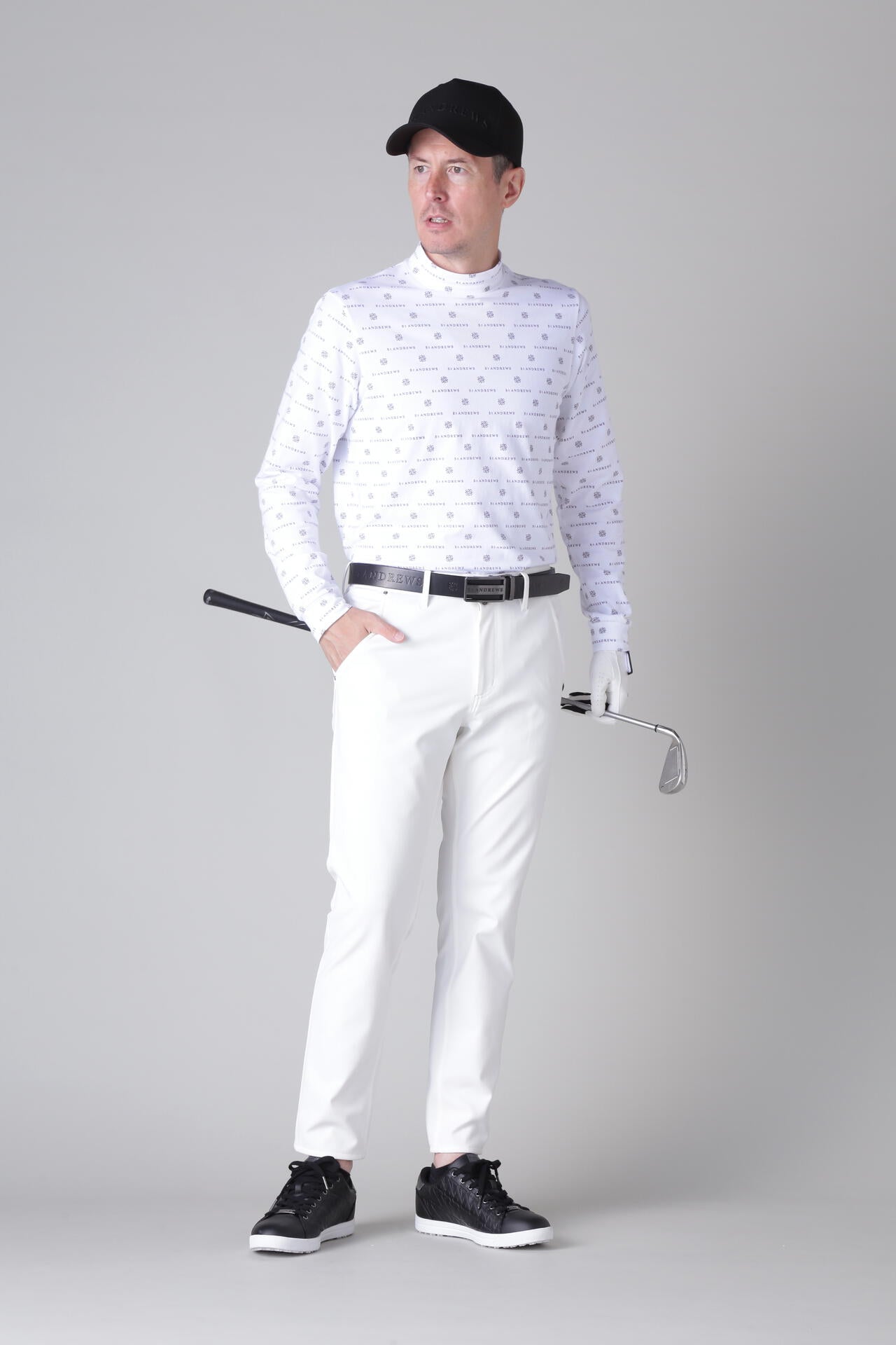 ベア天竺ケルトロゴプリント長袖ハイネックカットソー (MENS)