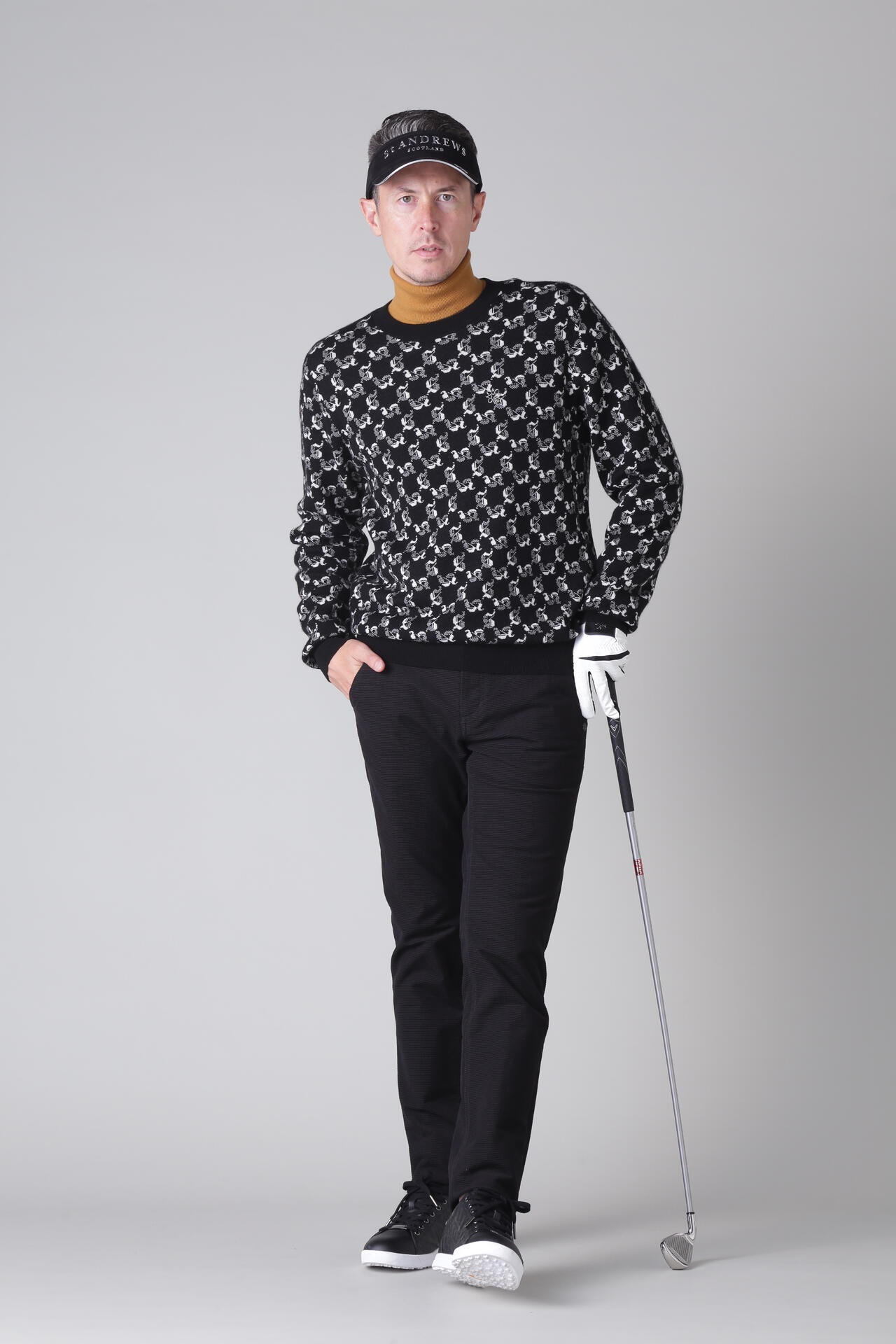 14Gオールドエスジャガード クルーネックニットプルオーバー (MENS)