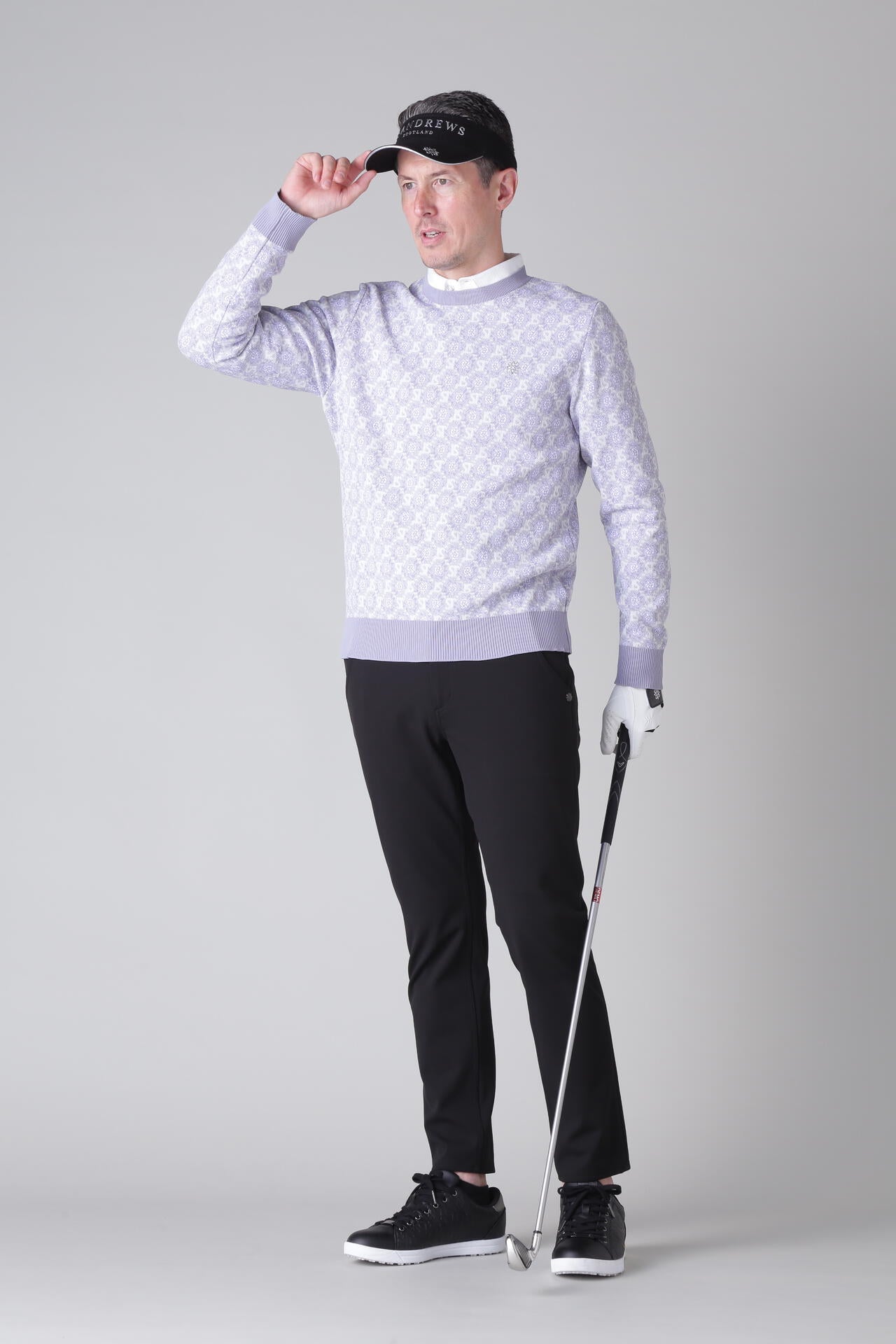 STボニースコットランドジャガード クルーネックニットプルオーバー (MENS)