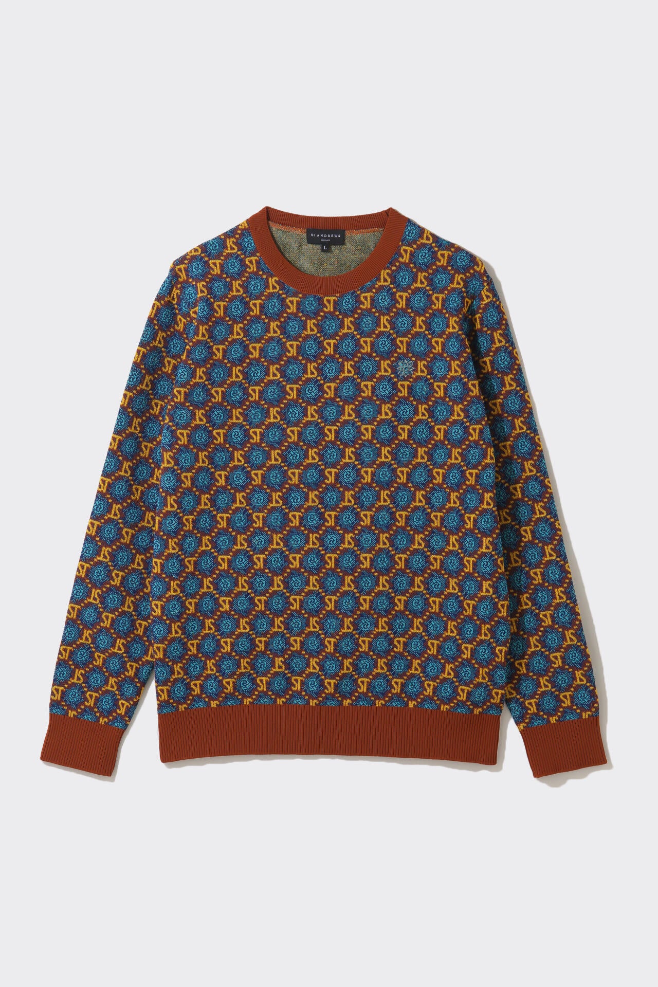 STボニースコットランドジャガード クルーネックニットプルオーバー (MENS)