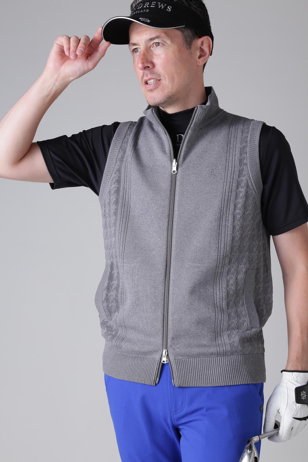 セントアンドリュース ニット　ベスト　メンズ St ANDREWS セントアンドリュース ゴルフウェア ベスト 秋 冬 14G天竺