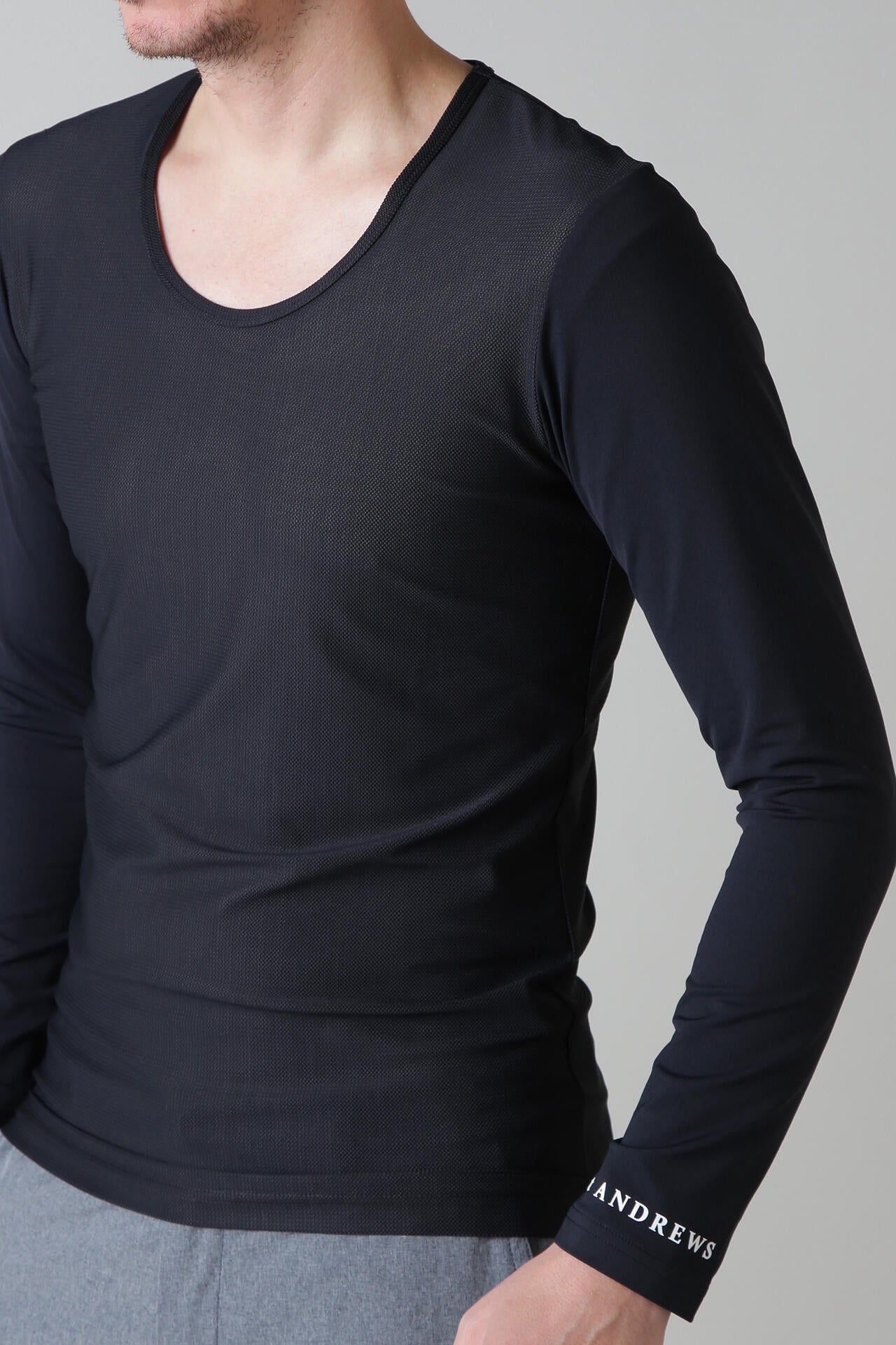 ツインコットンUV× SUNPROFITメッシュ長袖Uネックインナー (MENS)