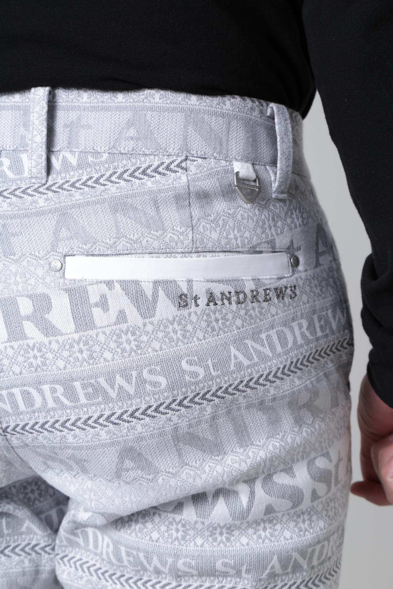 美品■St ANDREWS■リンクスコース柄 ジャガード ストレッチパンツ M M St ANDREWS リンクスコース柄 ジャガード ストレッチパンツ 【楽天