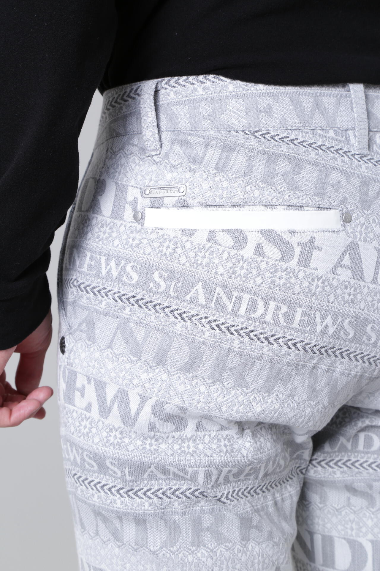 美品■St ANDREWS■リンクスコース柄 ジャガード ストレッチパンツ M M St ANDREWS リンクスコース柄 ジャガード ストレッチパンツ 【楽天