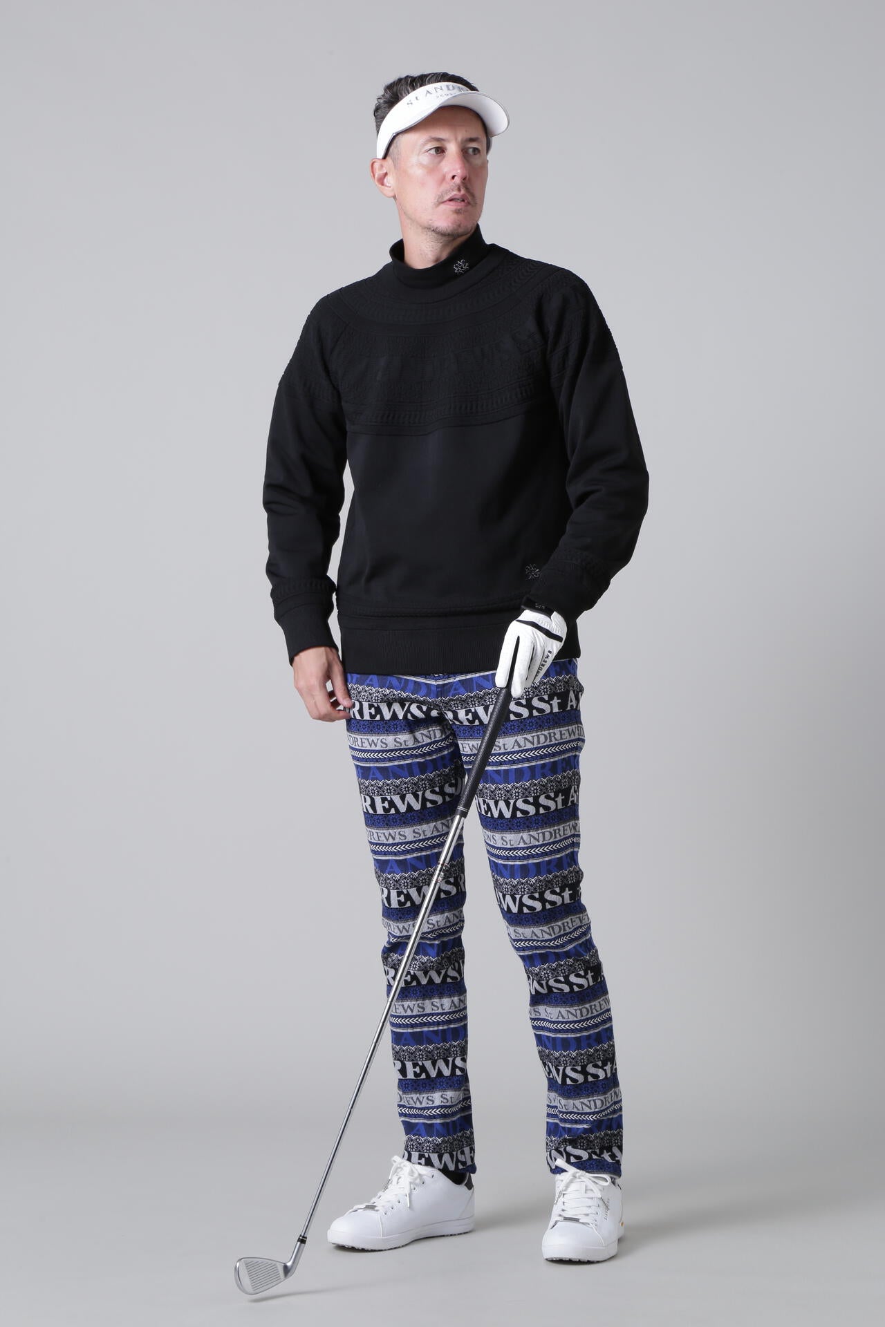 【新品未使用】St ANDREWS ジャガードパンツ メンズL　LL　3L ボーダーノルディックジャガード5ポケットストレッチパンツ (MENS