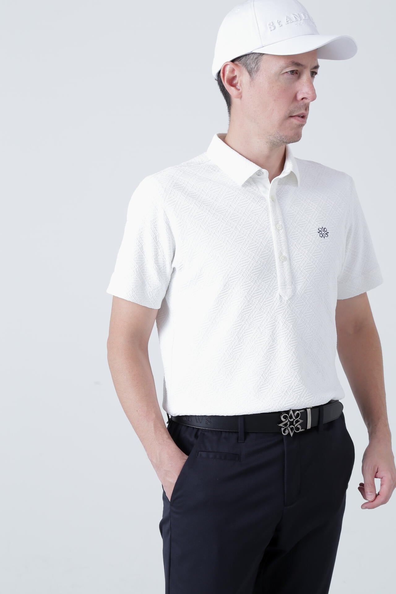 菱形ジャガード 半袖シャツ (MENS)