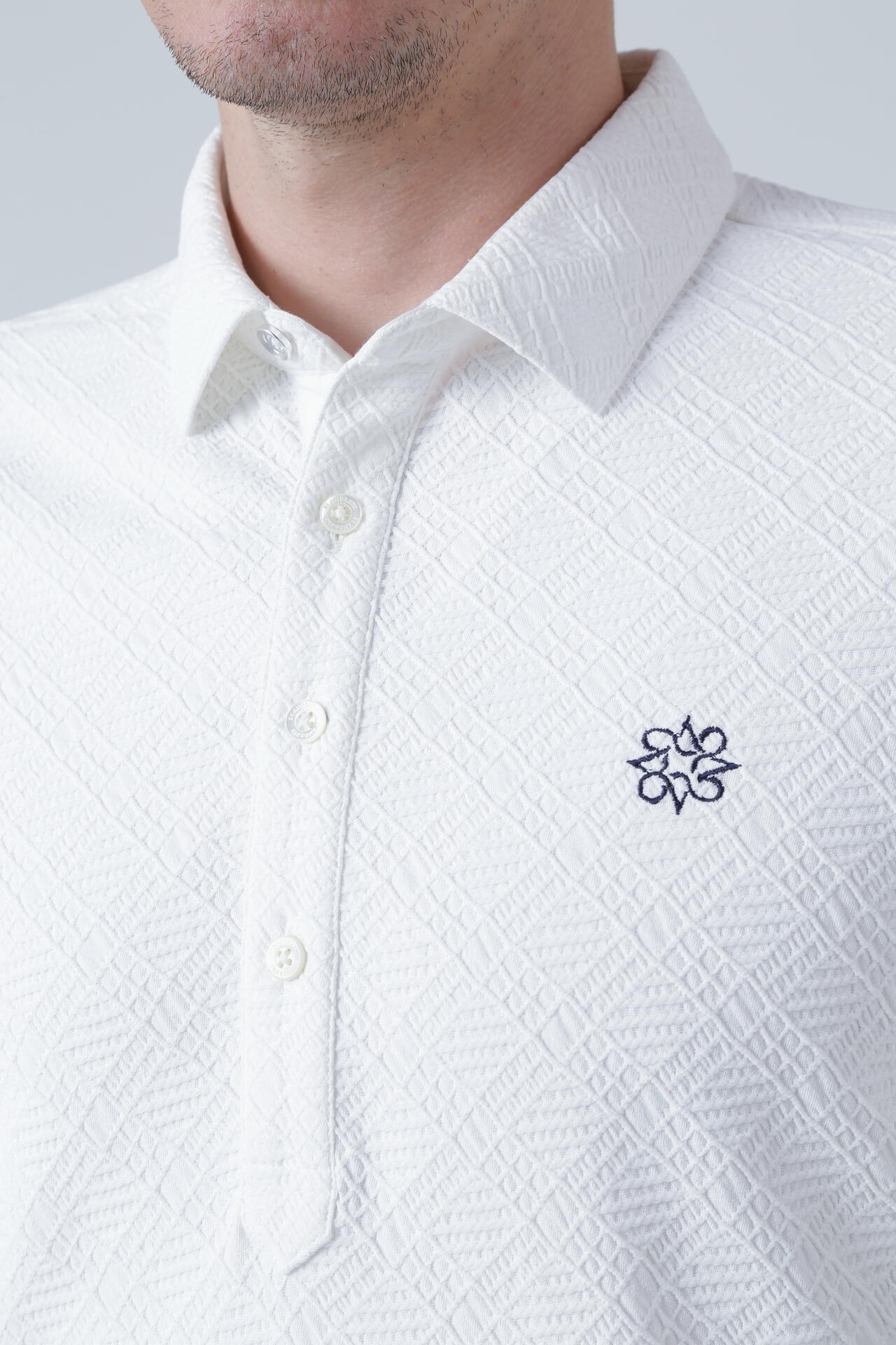 菱形ジャガード 半袖シャツ (MENS)