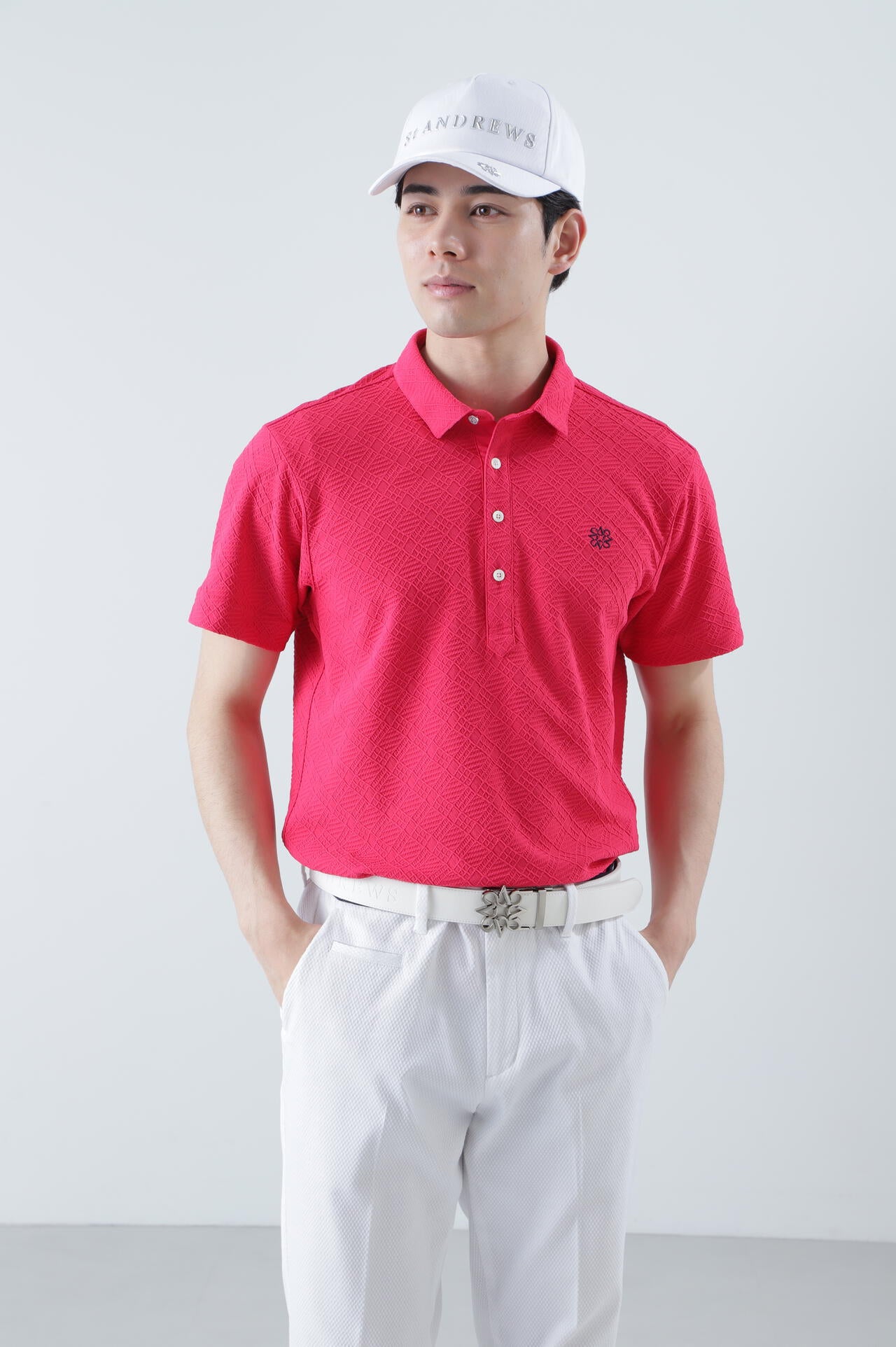 菱形ジャガード 半袖シャツ (MENS)