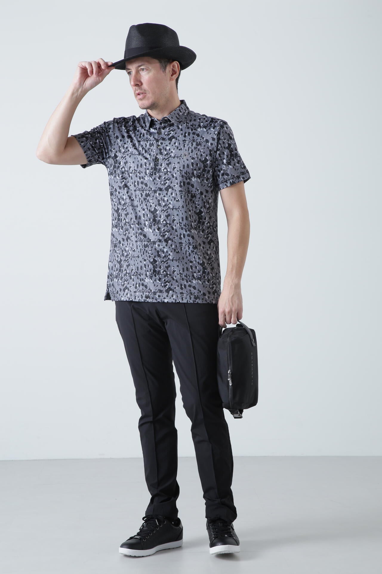 マリンシールプリント半袖ポロシャツ (MENS)