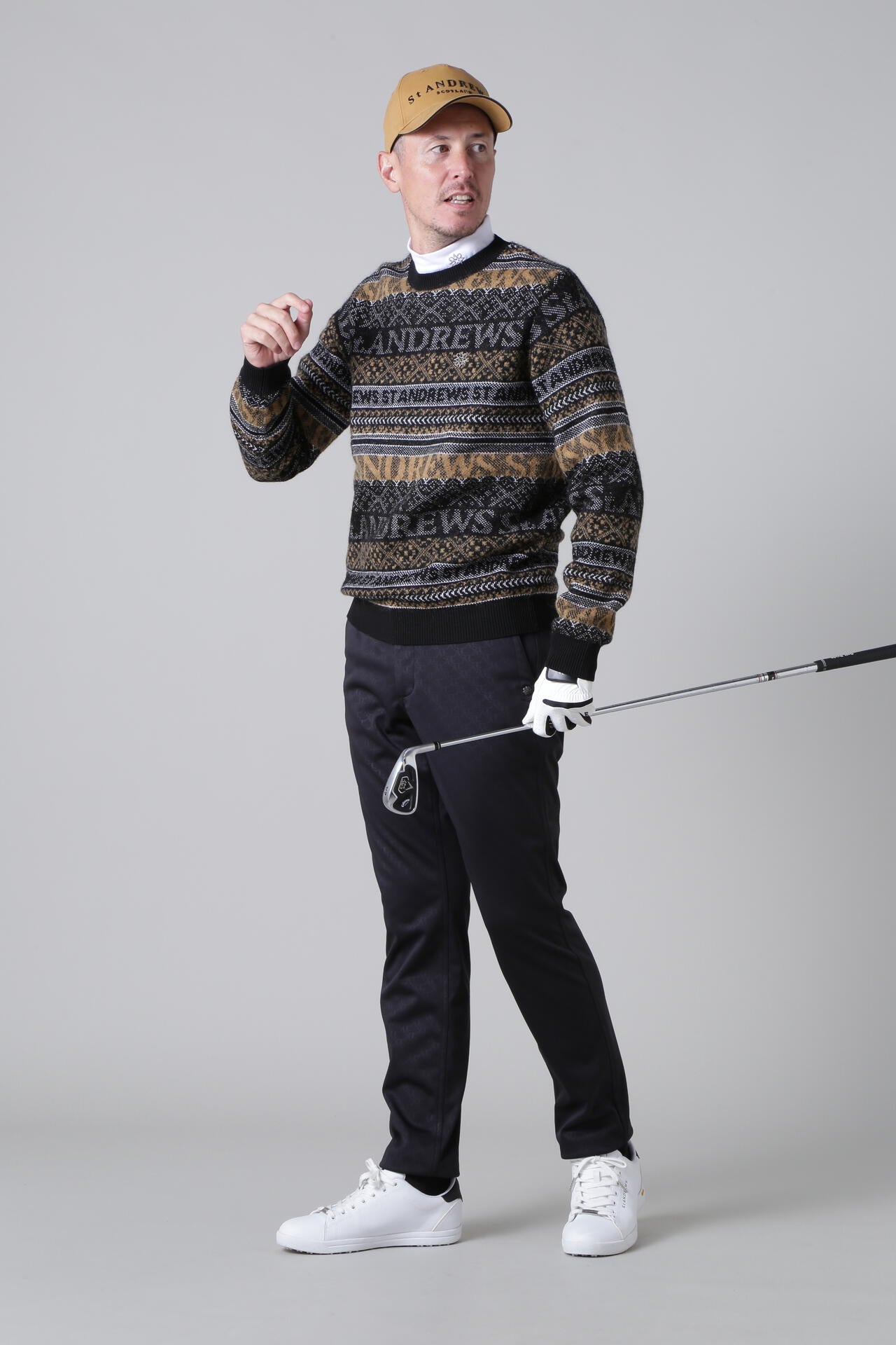 ボーダーノルディックジャガード クルーネックニットプルオーバー