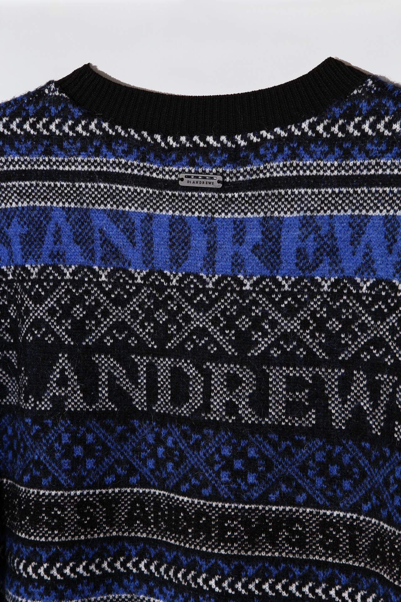 ボーダーノルディックジャガード クルーネックニットプルオーバー