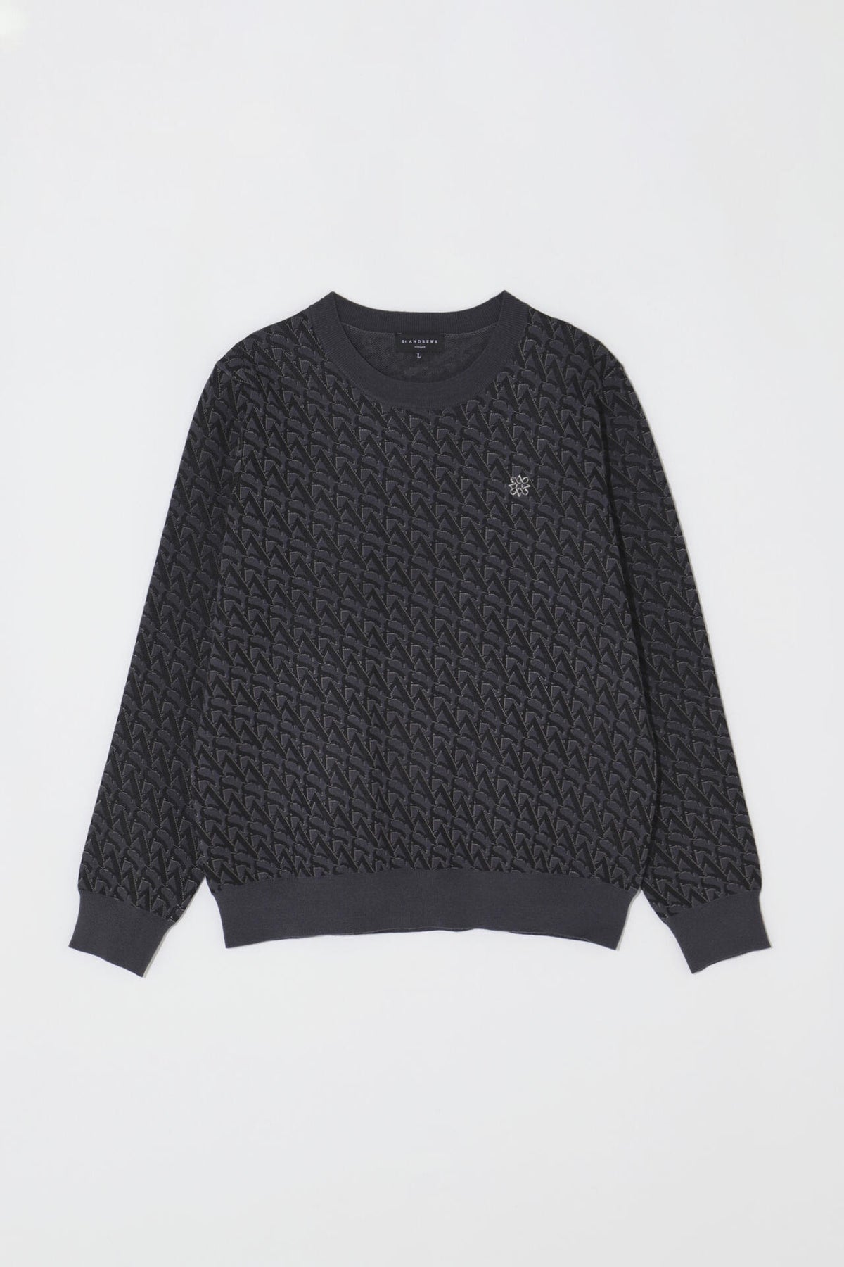 14G STAロゴジャガード クルーネックニットプルオーバー (MENS)