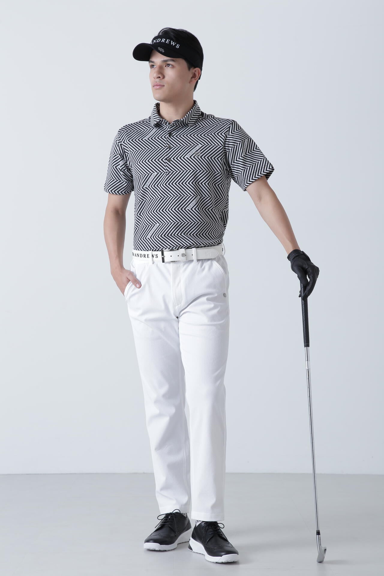 ジグザグ柄ジャガード半袖ポロシャツ (MENS) | St ANDREWS（セント