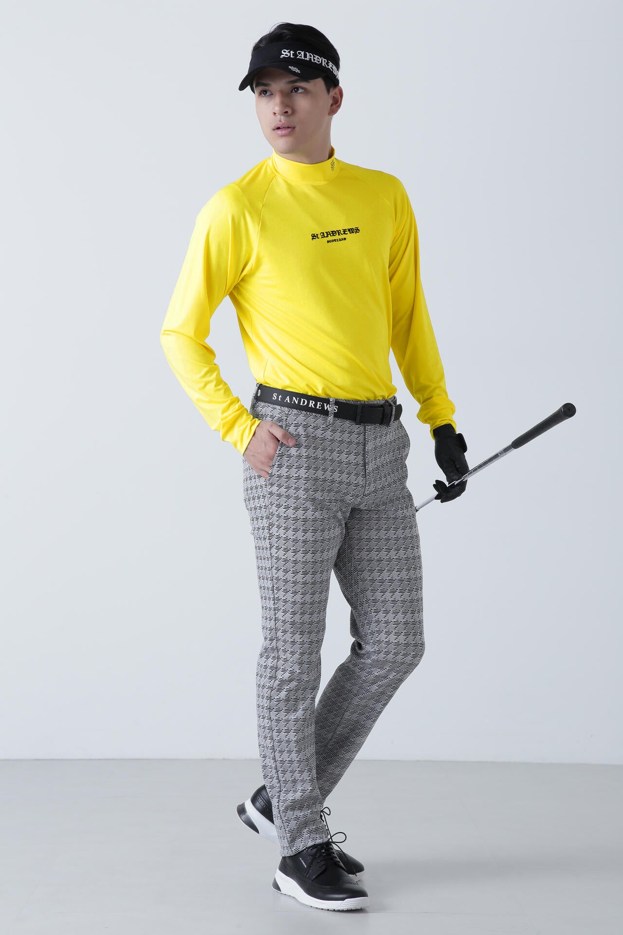 カチオンポリエステルベア天長袖ハイネックカットソー (MENS)