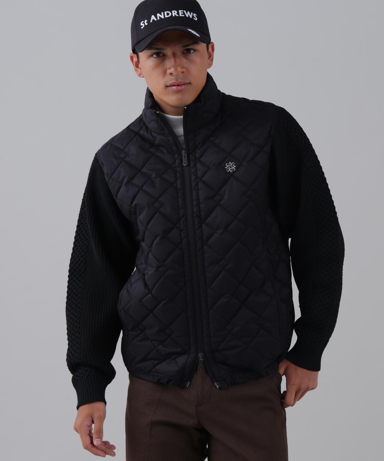 ドットストレッチキルト袖ニットブルゾン (MENS) | St ANDREWS（セント