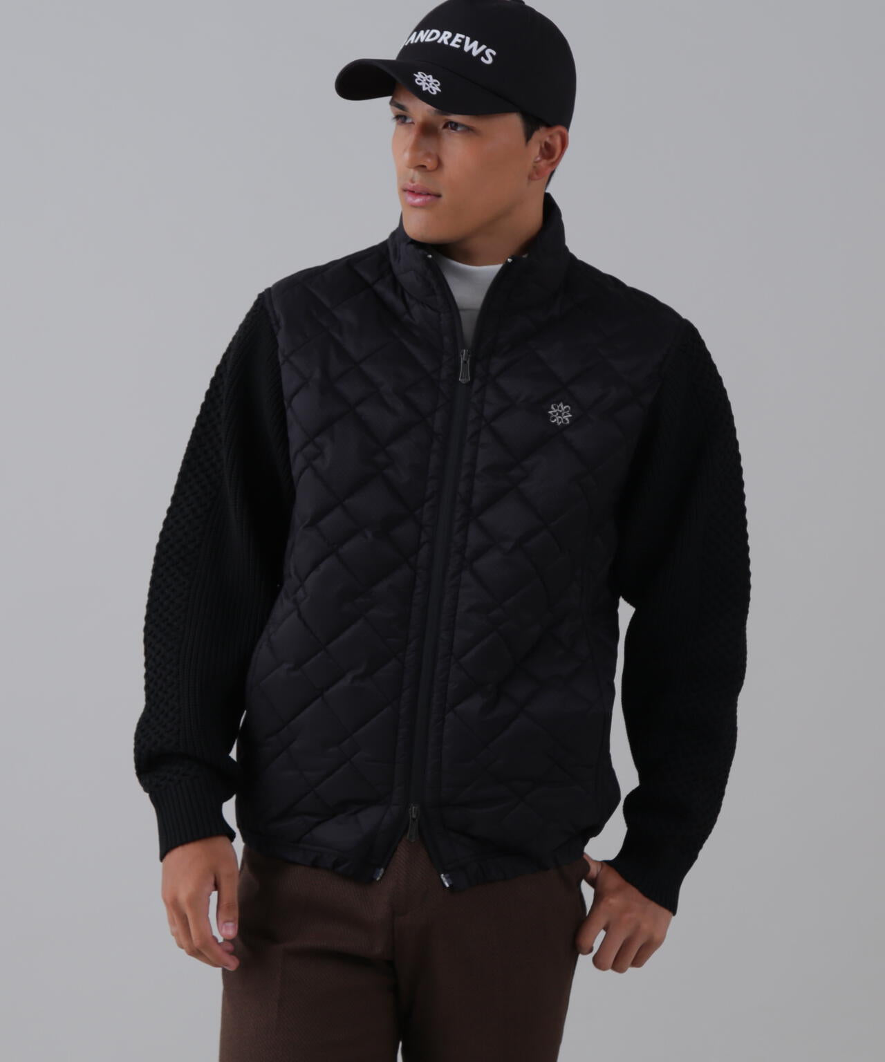 ドットストレッチキルト袖ニットブルゾン (MENS) | St ANDREWS（セント