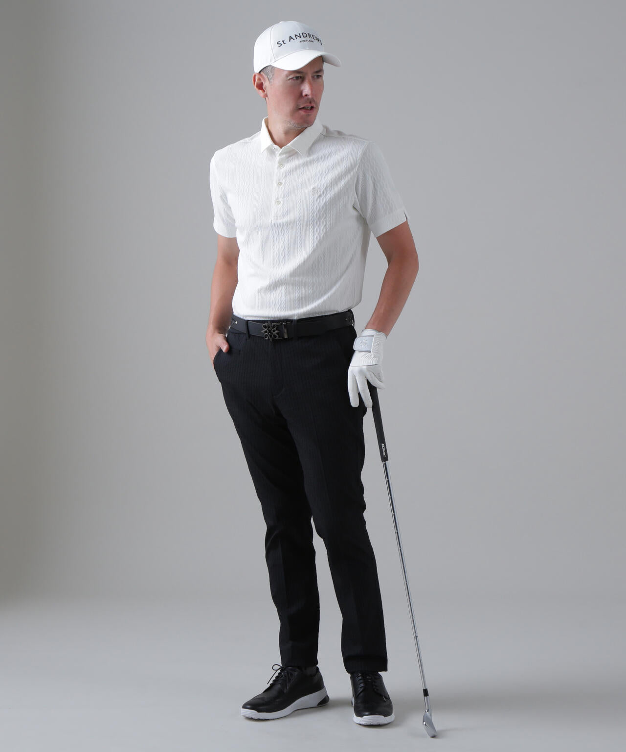 ドットストライプジャカード レギュラーテーパードパンツ (MENS)