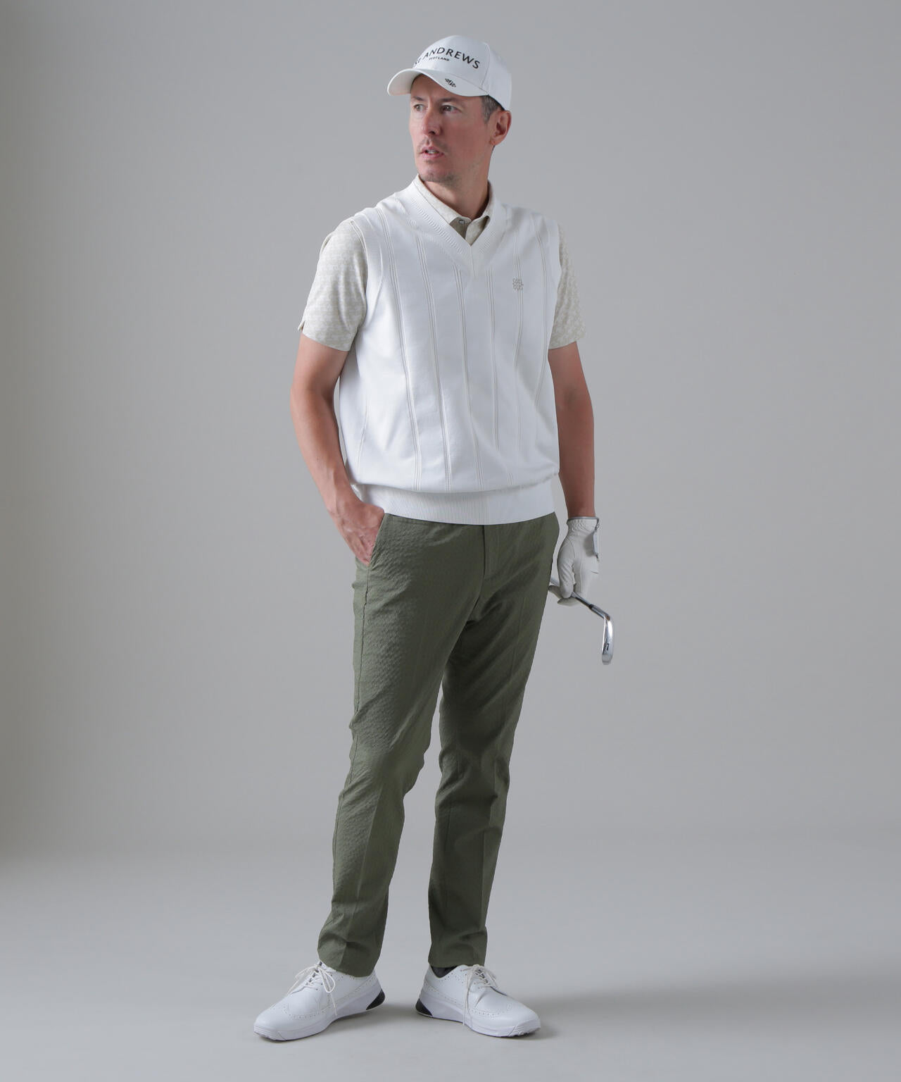 ドットストライプジャカード レギュラーテーパードパンツ (MENS)