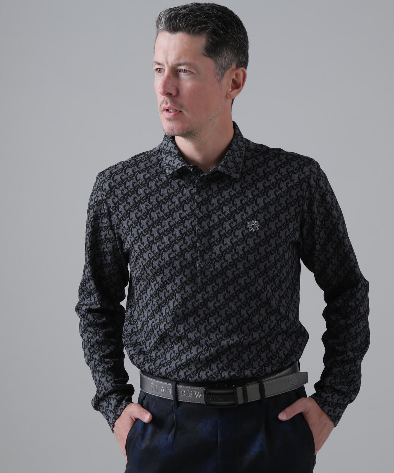 SAロゴふくれジャガード長袖シャツ (MENS)