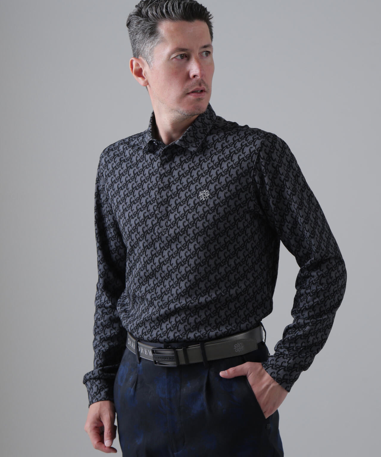 SAロゴふくれジャガード長袖シャツ (MENS)