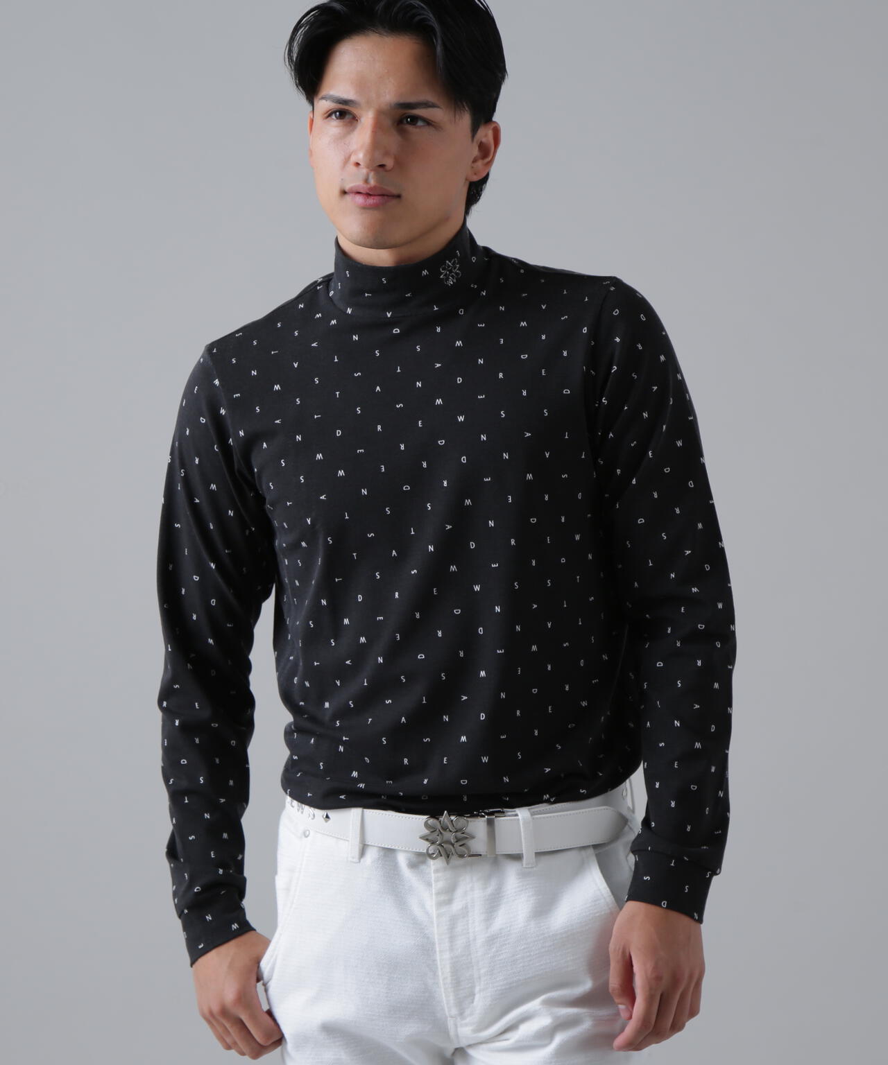 ソリストヒートミニロゴプリント長袖ハイネックカットソー (MENS)