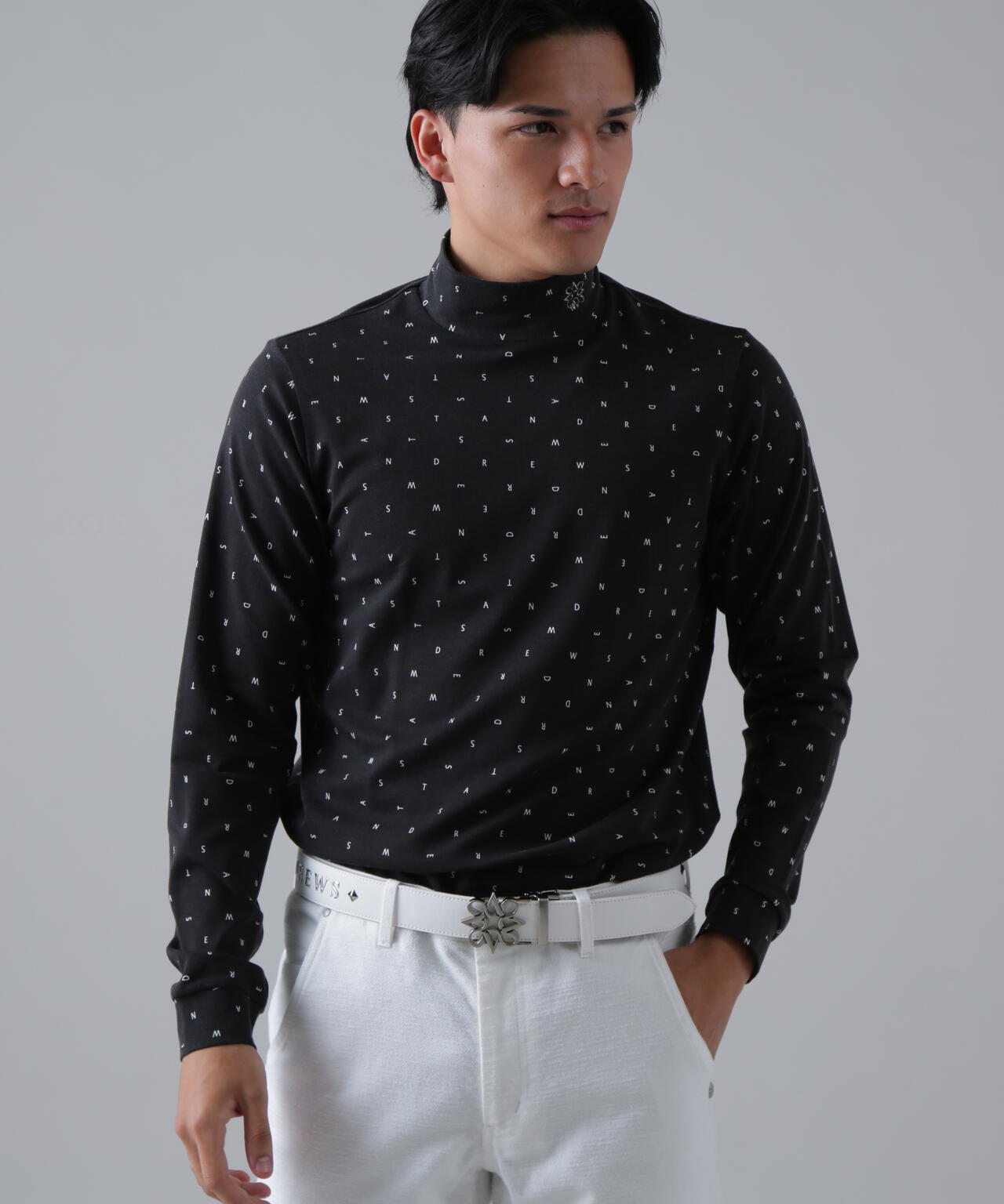 ソリストヒートミニロゴプリント長袖ハイネックカットソー (MENS)