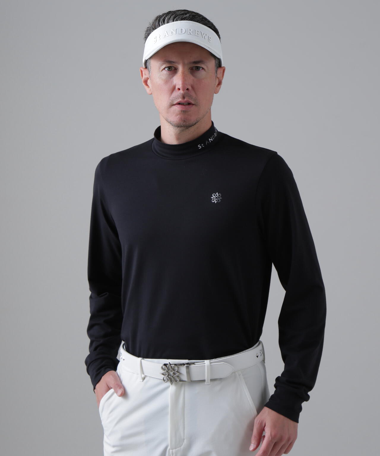 ベア天竺長袖ハイネックカットソー (MENS)