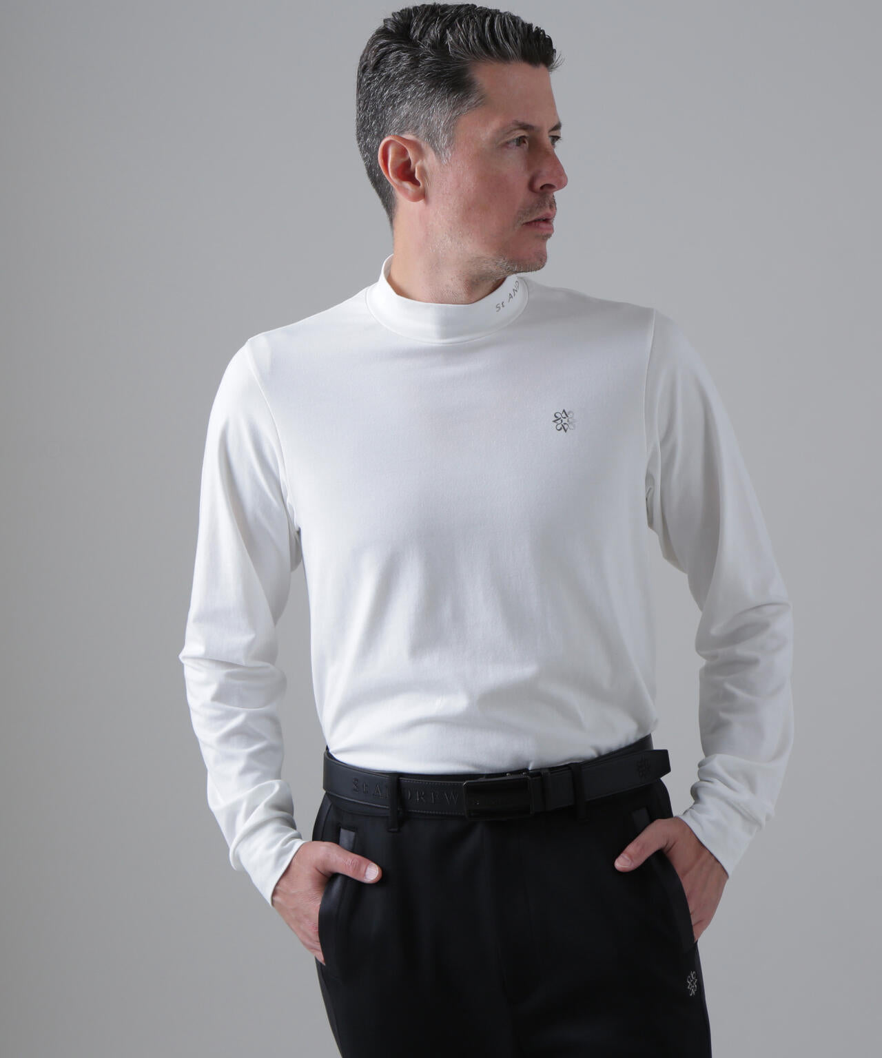 ベア天竺長袖ハイネックカットソー (MENS)