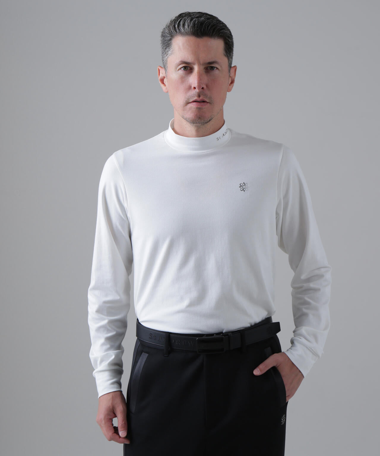 ベア天竺長袖ハイネックカットソー (MENS)