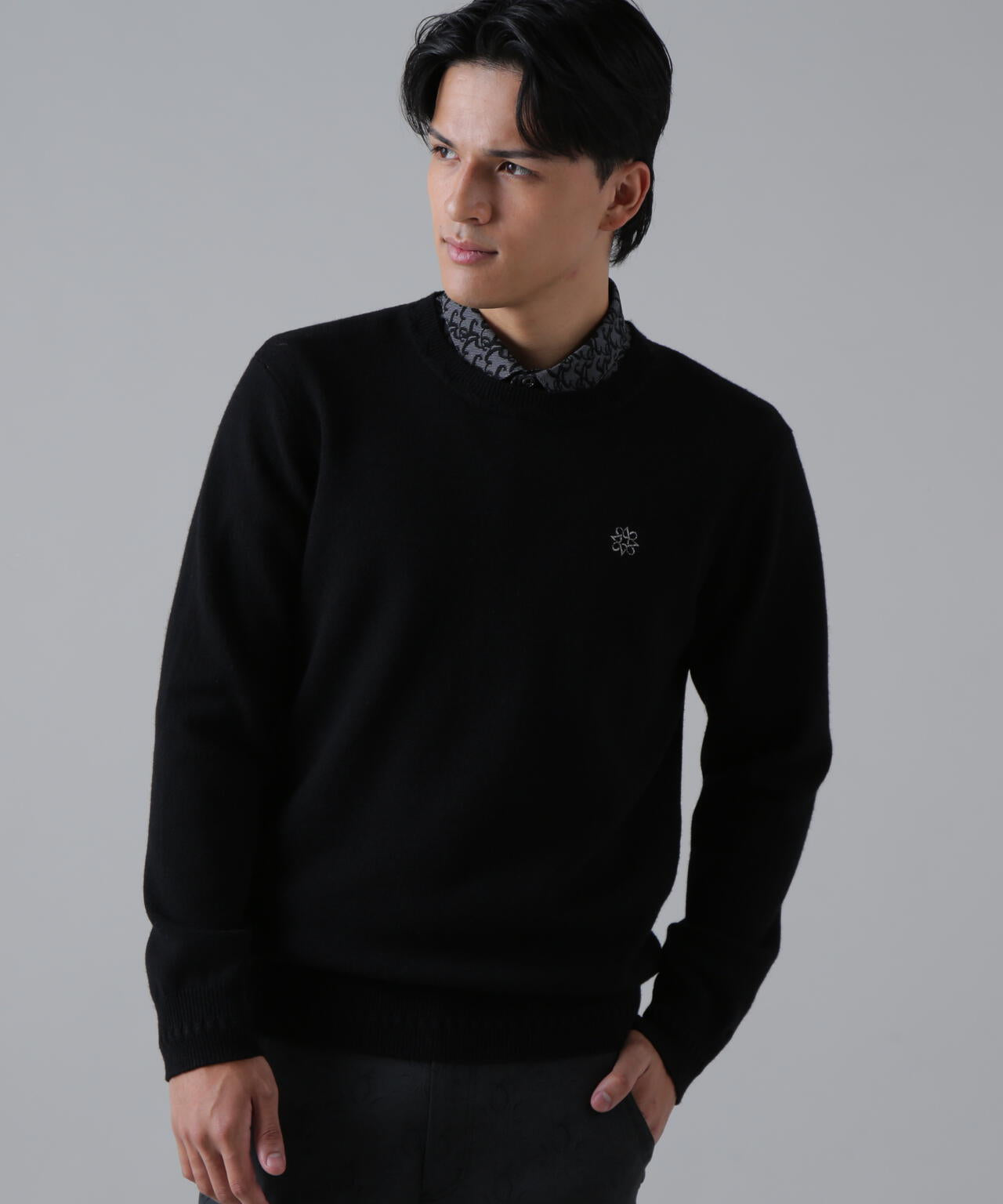 9G天竺 クルーネックニットプルオーバー (MENS)