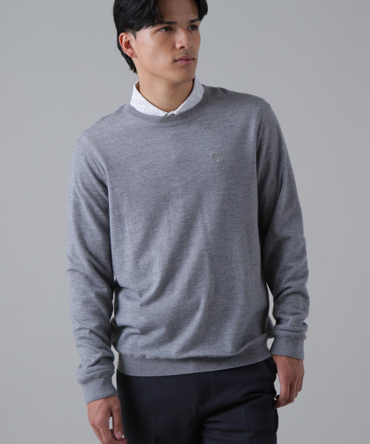 16G天竺クルーネックニットプルオーバー (MENS)