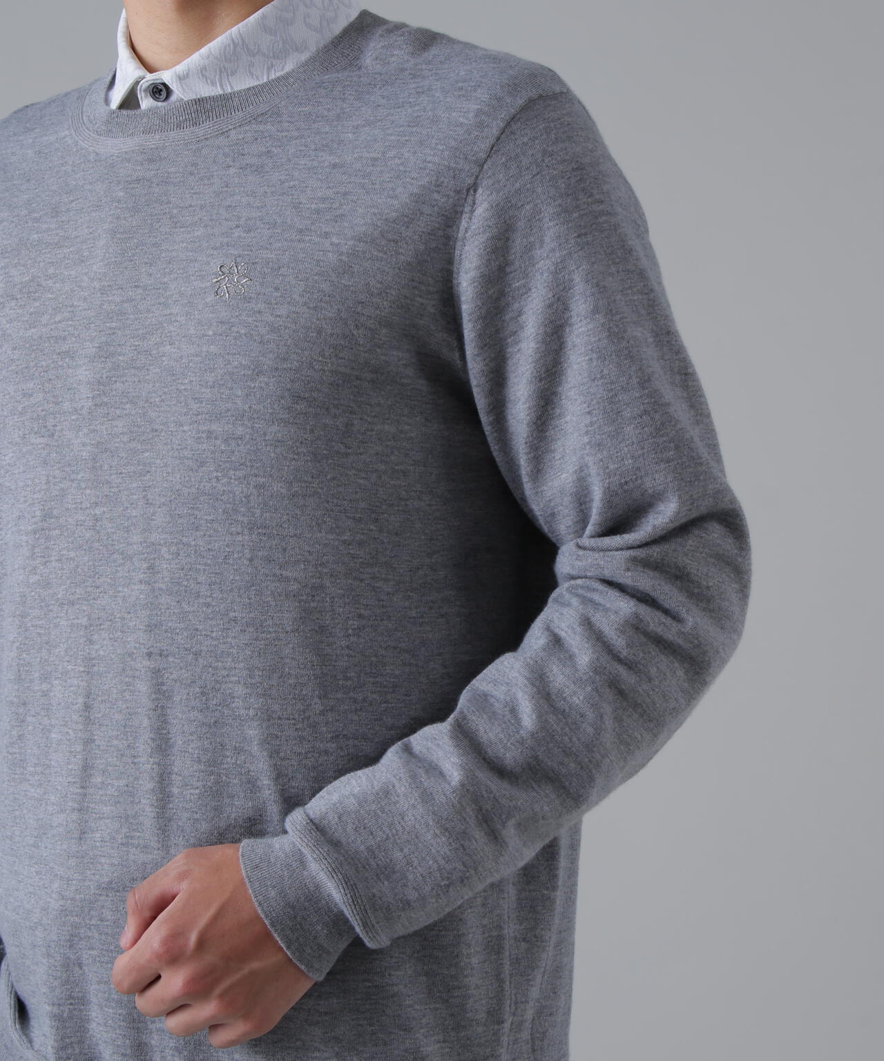 16G天竺クルーネックニットプルオーバー (MENS)