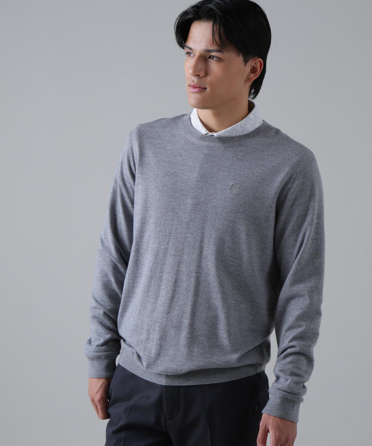 16G天竺クルーネックニットプルオーバー (MENS)