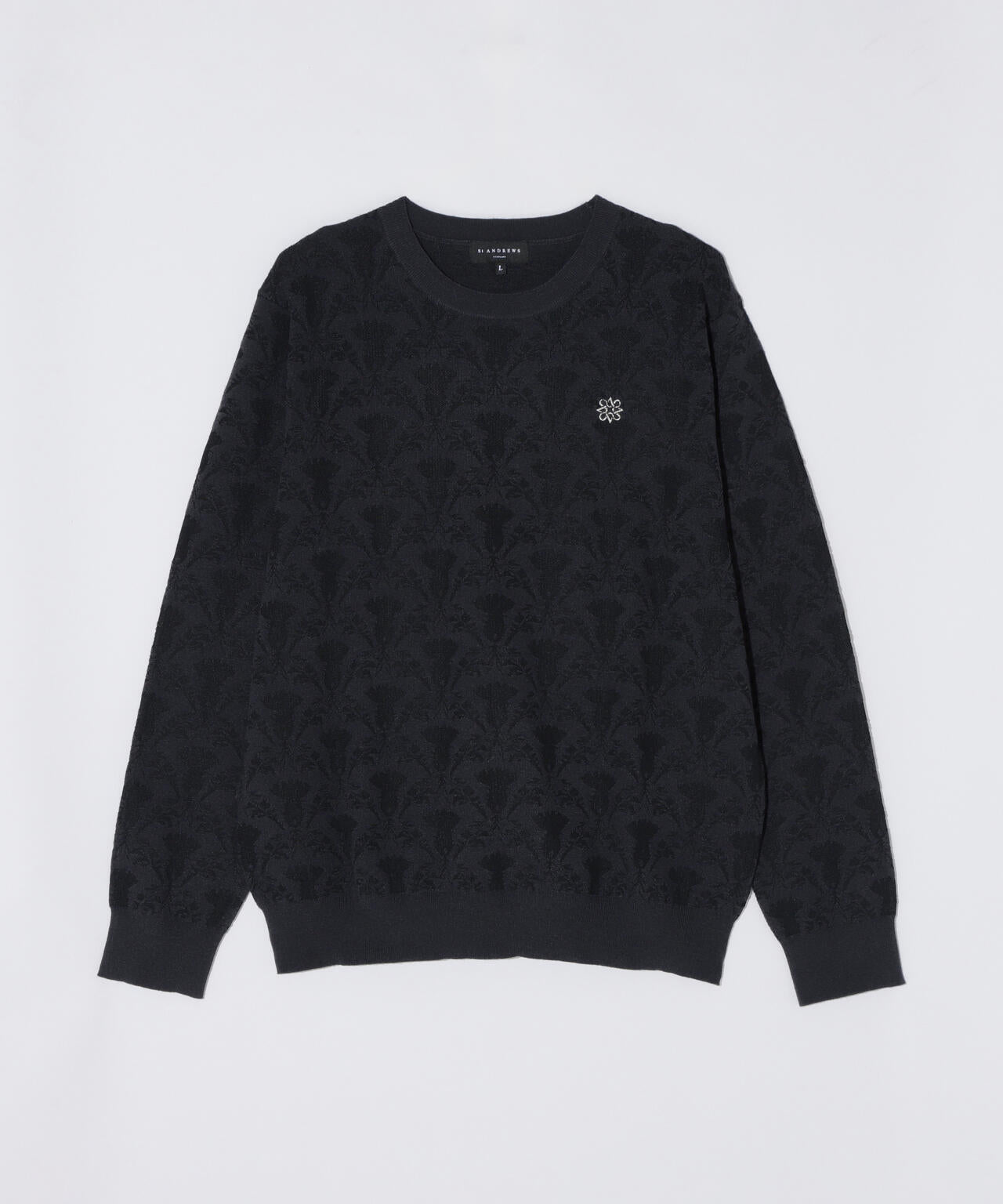 14Gアザミダマスクジャガードクルーネックニットプルオーバー (MENS)